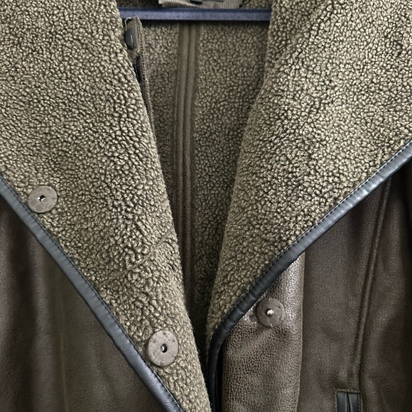 Sam Edelman Women's Sydney Hooded Faux Shearling Dark Olive Jacket size L - Picture 7 of 16